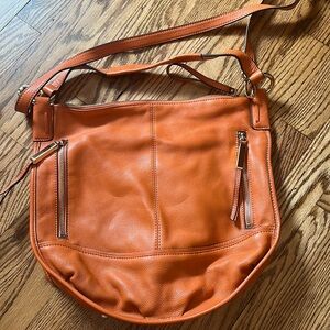 B makowsky orange leather bag with matching wallet NWOT